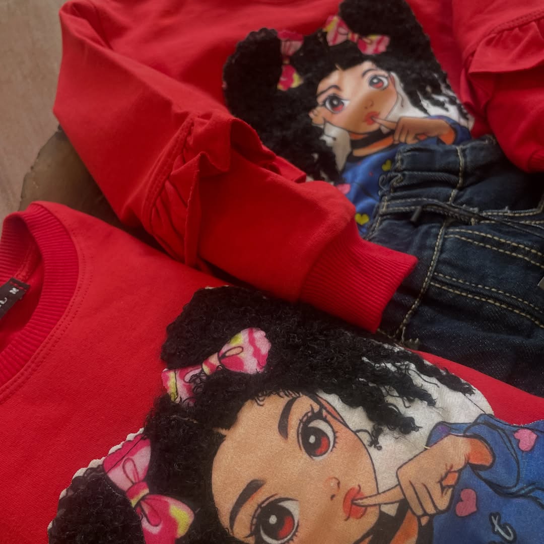 بلوز  دخترانه آستین بلند جنس دورس دو نخ گرم بالا